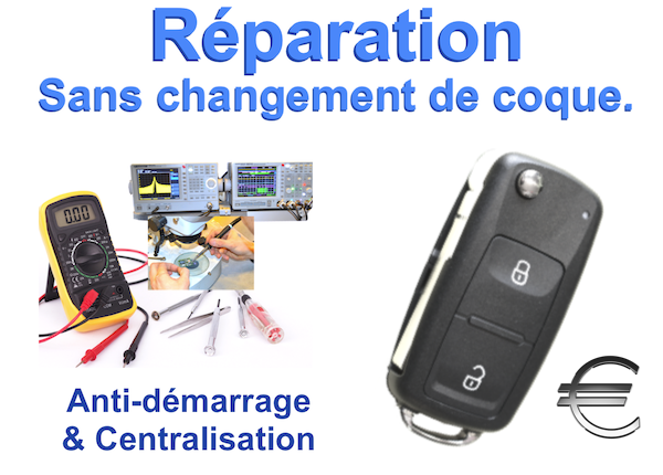 Réparation clé Volkswagen 2 boutons- amarock-golf-passat-polo-bora-caddy-new beetle-tiguan-touareg-touran