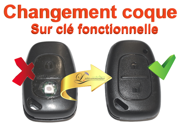 Coque de clé 2 boutons Renault Kangoo, Master, Trafic