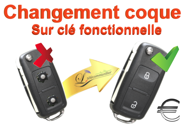 Changement de coque clé pliante Volkswagen 2 touches 