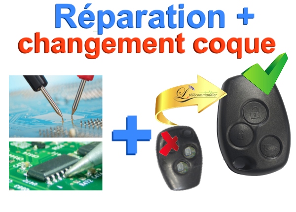 Restauration Clé 3 boutons Master - Modus - Clio 3 - kangoo - trafic