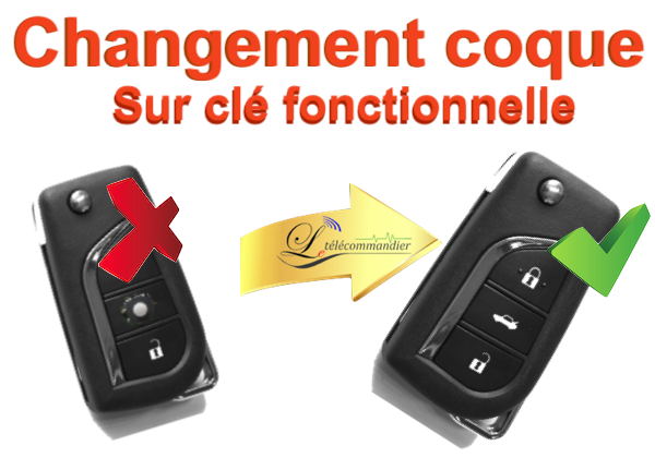 Changement Boîtier Clé Pliante 3 boutons Toyota 