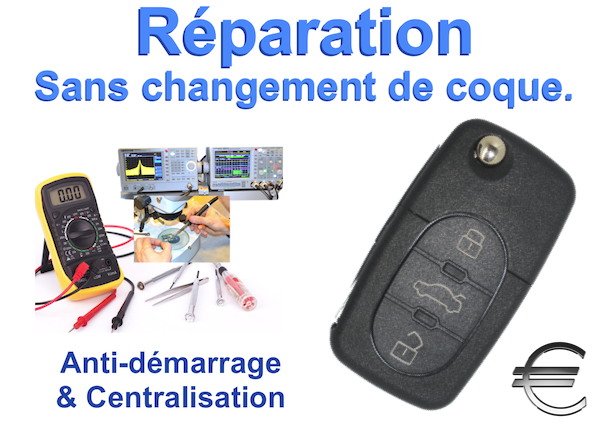 Réparation d'une clé Volkswagen 3 boutons-Bora, Caddy, Golf IV/V/VI, Jetta, Lupo, New beetle, Passat, Phaeton, Polo, Tiguan, Touareg, Touran
