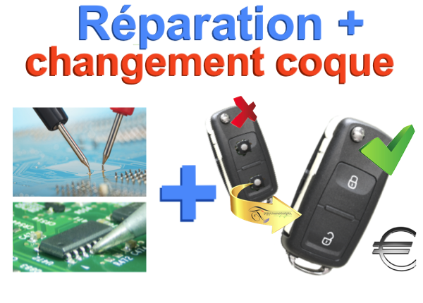 Réparation changement de coque  Audi 2 boutons-