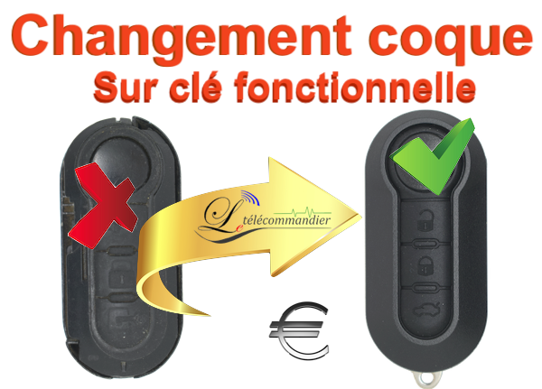 changement de coque cle pliante fiat 500 3 touches