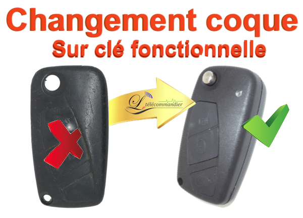 Changement Boîtier clé Fiat 3 boutons-Ducato-Fiorino-Punto-Panda-Qubo-Bravo-Doblo-Stilo-Ulysse