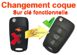 Changement Boîtier cle pliante 3 boutons -ceed -optima-rio-sorento-sportage-picanto-venga