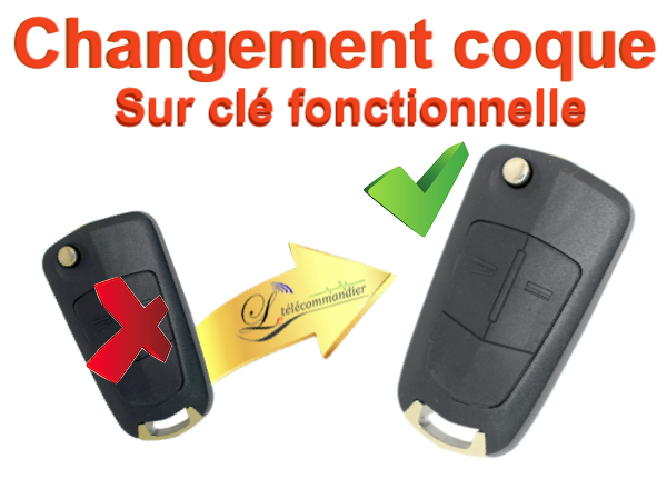 Changement Boîtier Clé Pliante Opel 2 touches avec symbole porte