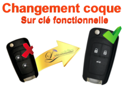 Changement Boitier Clé Pliante Opel 3 touches - symbole cadenas 