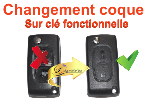 Changement boîtier clé pliante C2, C3, C4, C8 2 boutons