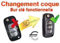 Changement de coque clé pliante Renault 3 boutons metal Clio Megane2 Modus Kangoo Trafic Scenic 
