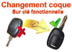 Changement Coque / Clé radio* Renault 1bouton Clio2, Twingo2, Master, Kangoo, Trafic