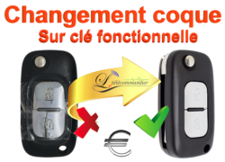 Changement Boîtier clé  2bouton metal Clio Megane2 Modus Kangoo Trafic Scenic 