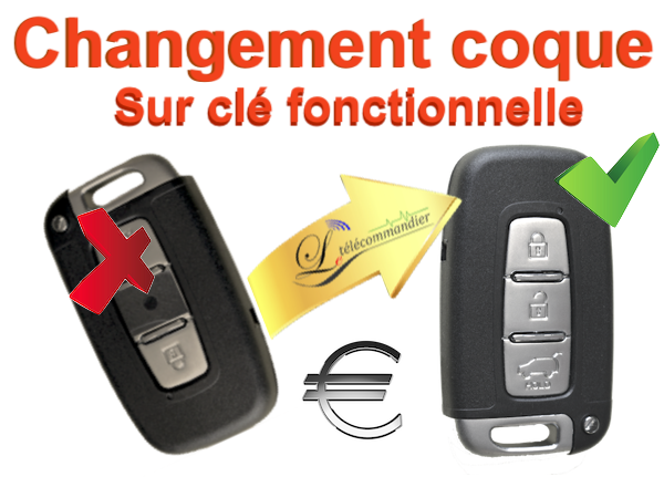 Changement Boîtier cle escamotable 3 boutons - Forte - Soul - Rio - Borrego - Sorento - Optima