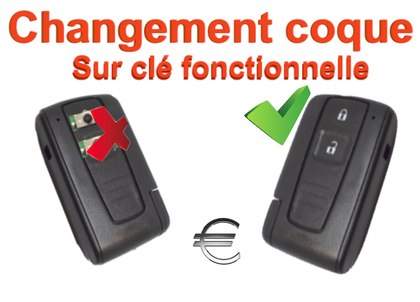 Changement Boîtier Télécommande Toyota 2 boutons (clé escamotée)