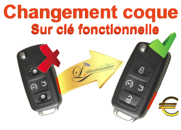 Changement Boîtier Clé pliante Volkswagen 4 touches 